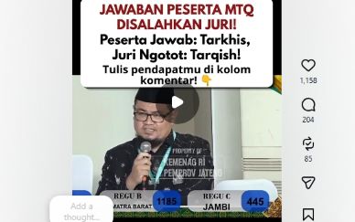 Kontroversi Penjurian MTQ Semarang: Jawaban ''Tarkhis'' Disebut Salah, Juri Bersikukuh ''Tarqish''
